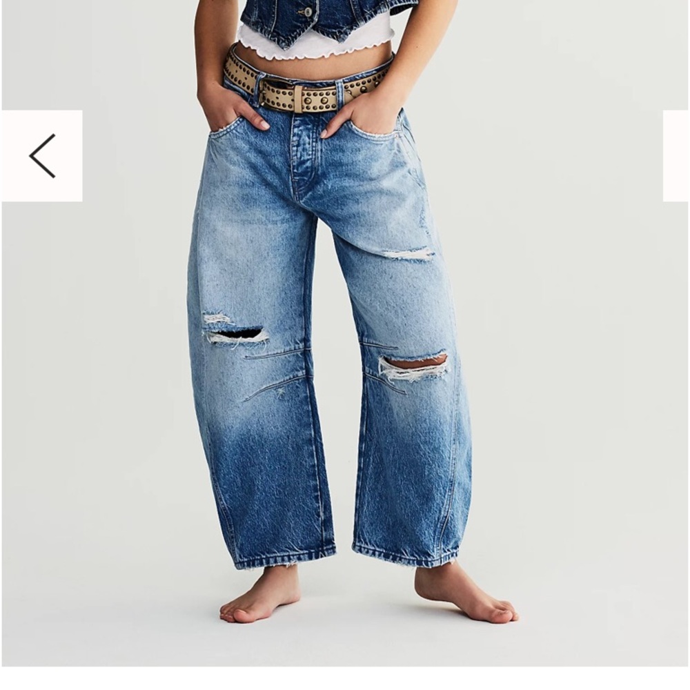 NWOT Free People We The Free Good Luck mid rise barrel jeans